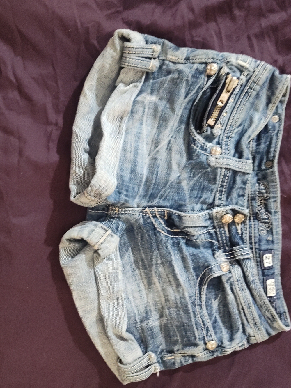 Distressed Light Blue Denim Shorts